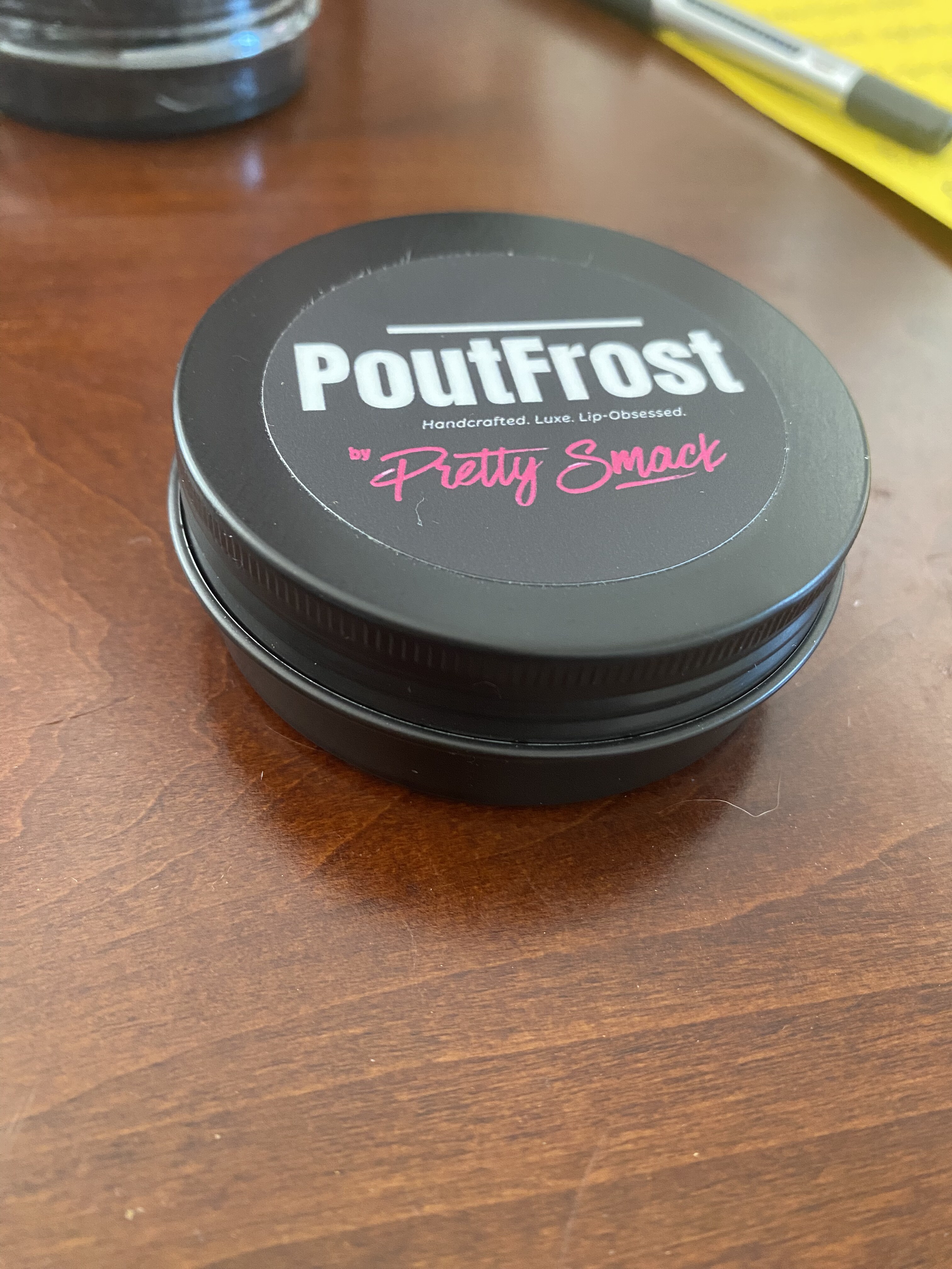 PoutFrost Strawberry lip scrub detail