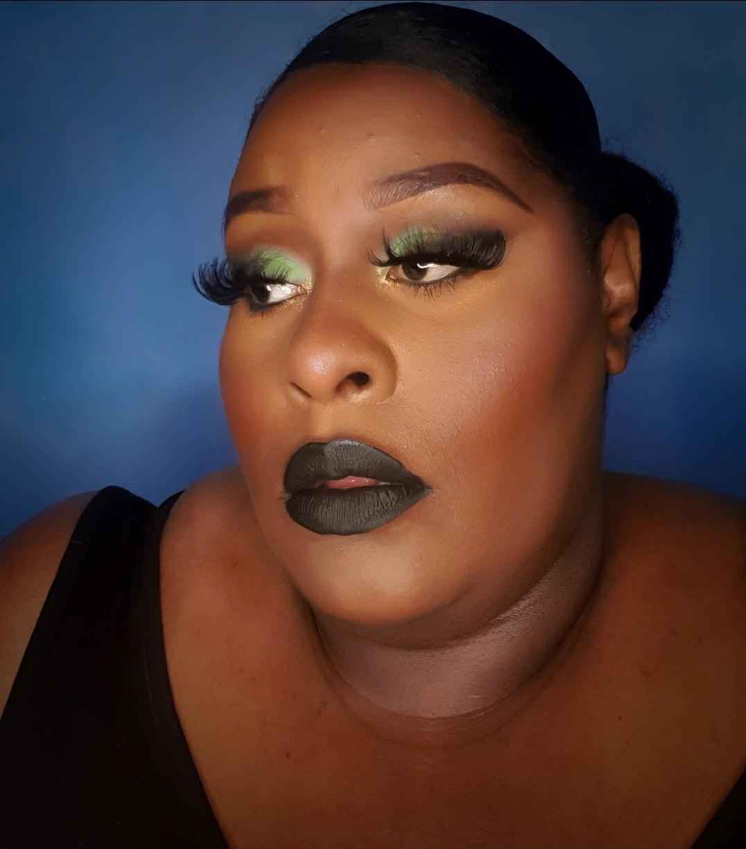 Customer wearing Brave jet-black matte lipstick