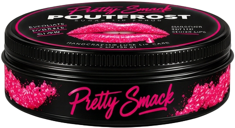 PoutFrost Strawberry sugar lip scrub tin, side front view